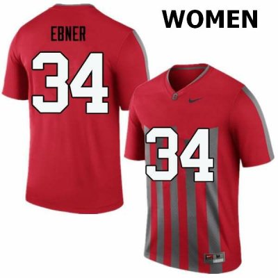 NCAA Ohio State Buckeyes Women's #34 Nate Ebner Throwback Nike Football College Jersey EIS4845SH